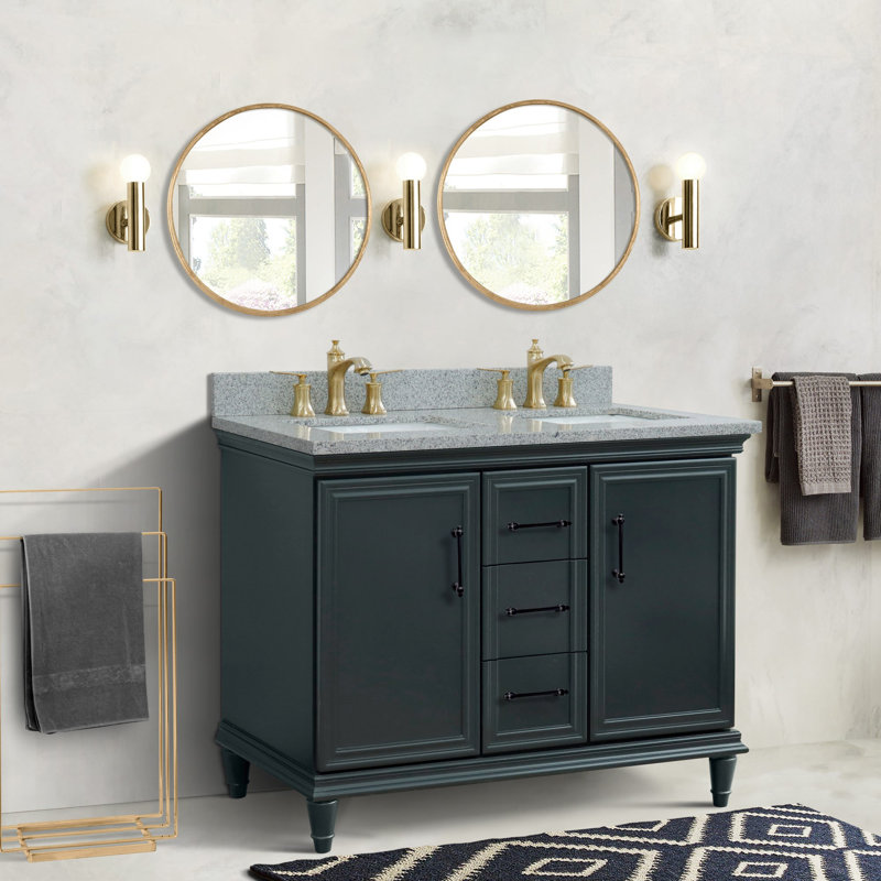 Lavabo double 49 po galaxie et rectangulaire, Gris