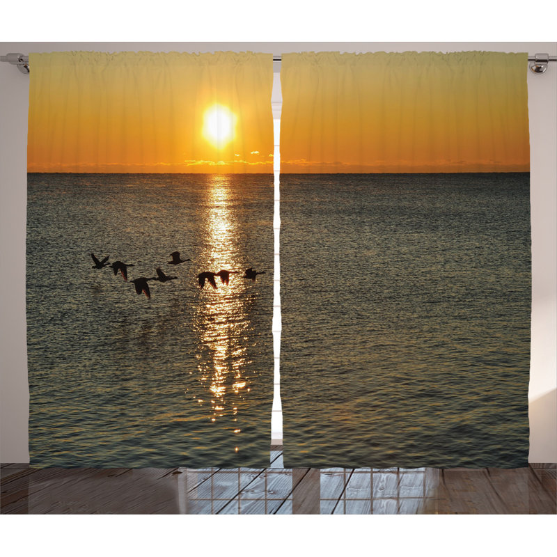 Birds Semi-Sheer Rod Pocket Curtain Panels, 54" x 96"