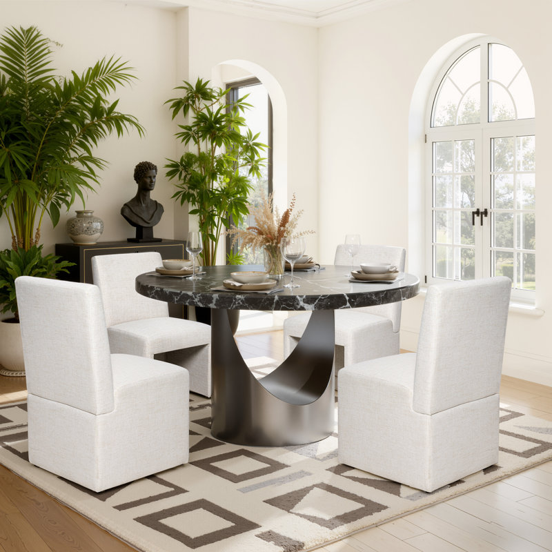 Upholstered Side Dining Chair, Beige