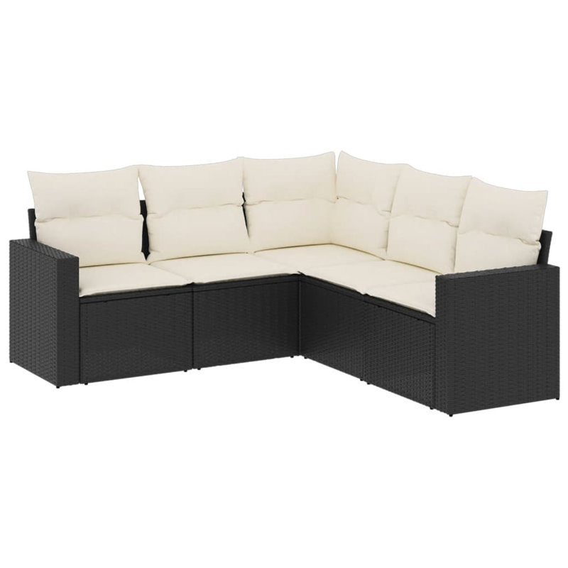Ensemble de canapé d'extérieur en rotin de polyester et acier thermolaqué PE, Beige, Noir