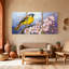 Oiseaux perchés sur une branche de fleur, ensemble de 3 impressions sur toile-2064447456