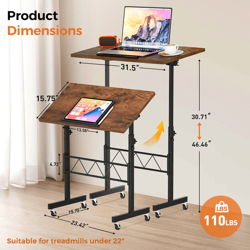 Inbox Zero standing desk Adjustable Height Tiltable Tabletop