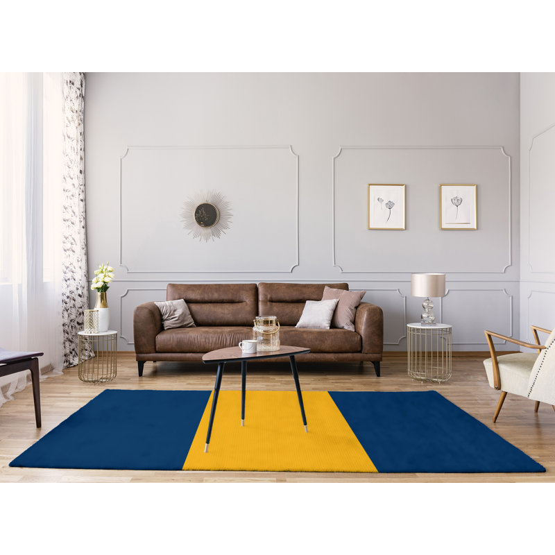 Tapis bleu/jaune, Rectangle 9 pi x 12 pi