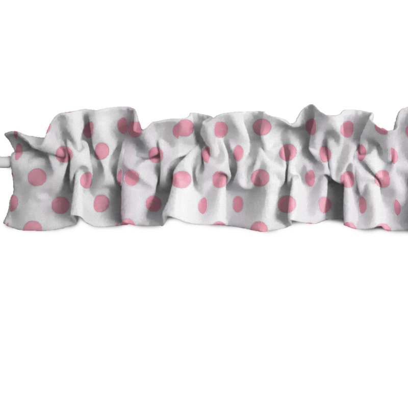 Cantonnière sur mesure en mélange de coton à pois, L 58 po x L 5 po, Blanc / rose