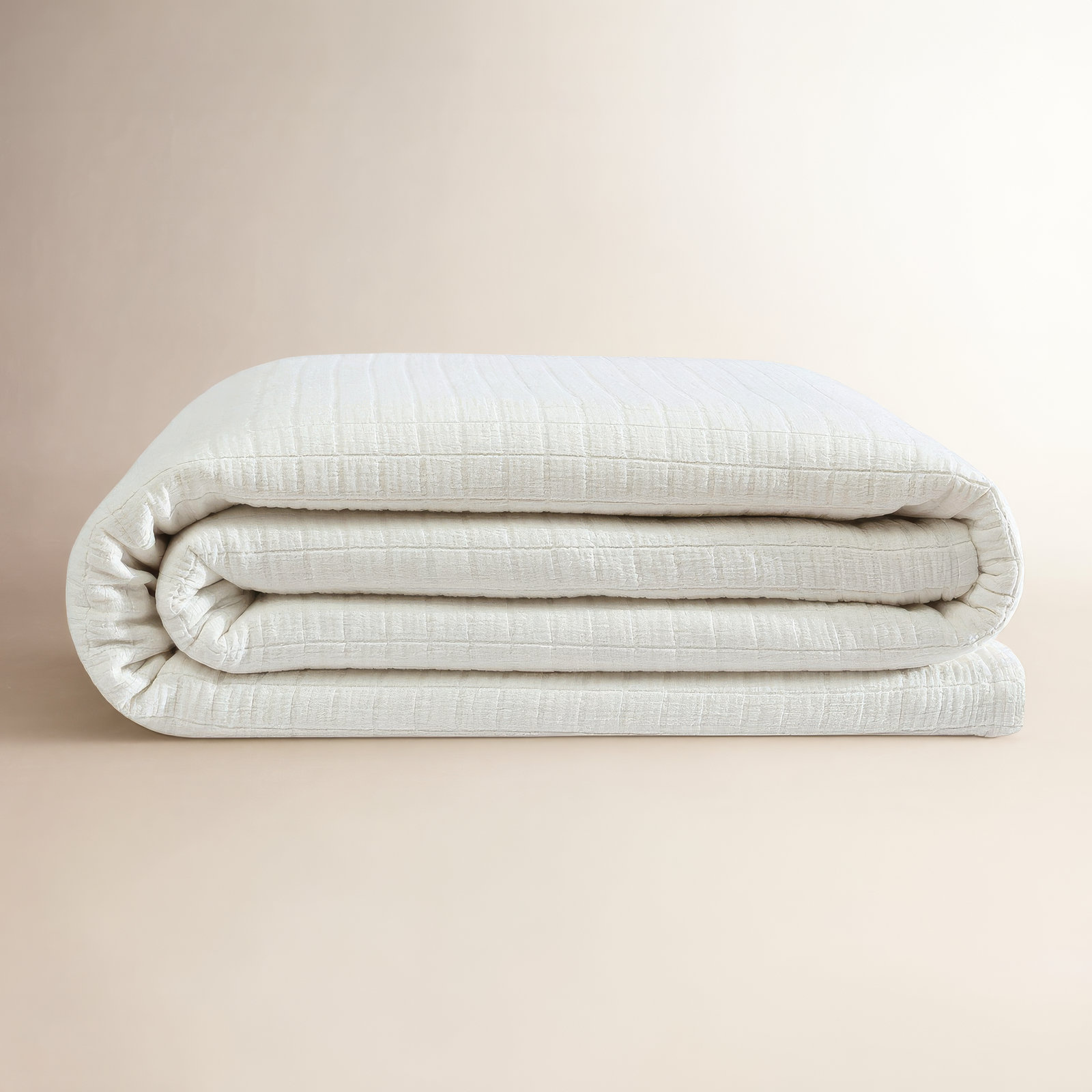 Calvin Klein Essential Solid Reversible Cotton Coverlet, Off White, King Coverlet