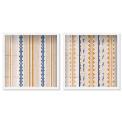 «Lora and Laura Weave Shadowbox», ensemble d'art mural moderne par Art Remedy, cadre blanc, 20 x 20