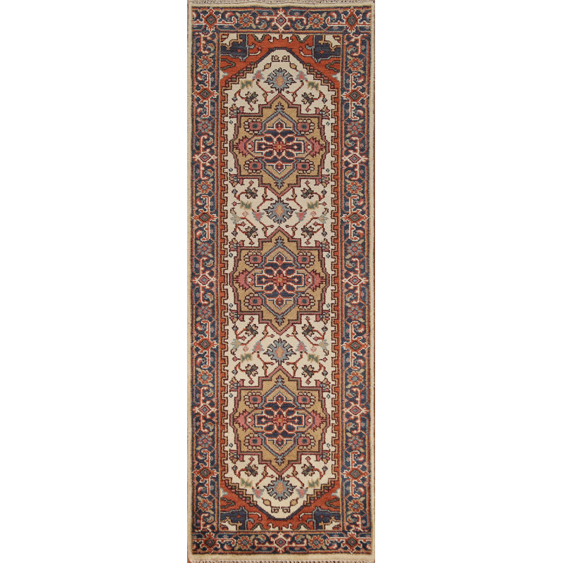 Tapis de couloir géométrique ivoire traditionnel 3 x 8