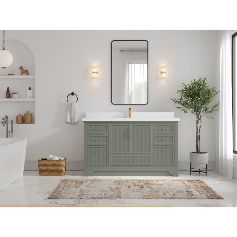 Alys 60'' Single Bathroom Vanity with Top, White