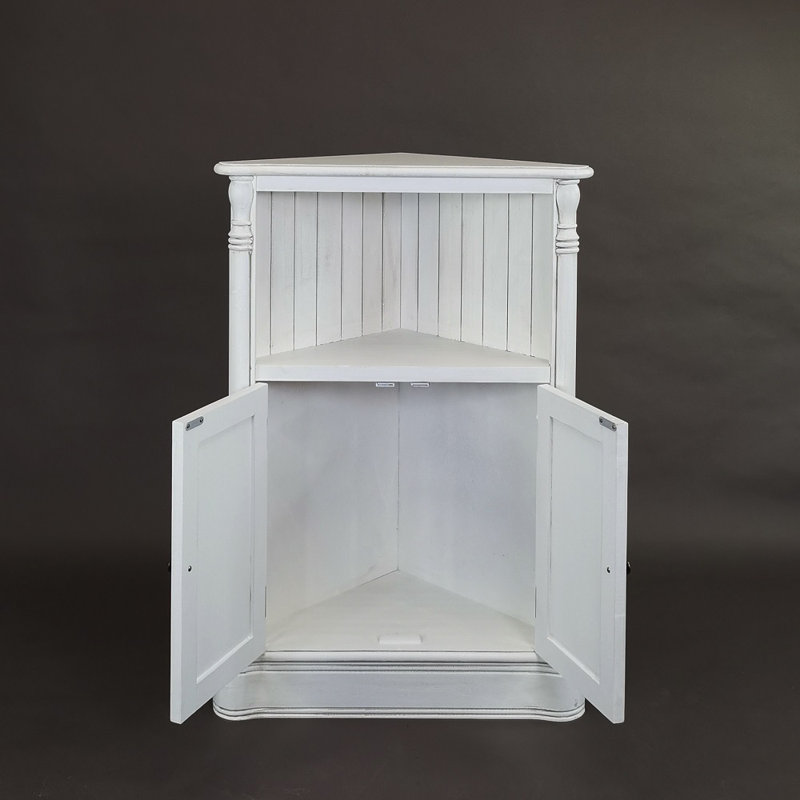 Armoire d'appoint en coin Ayla, Blanc antique