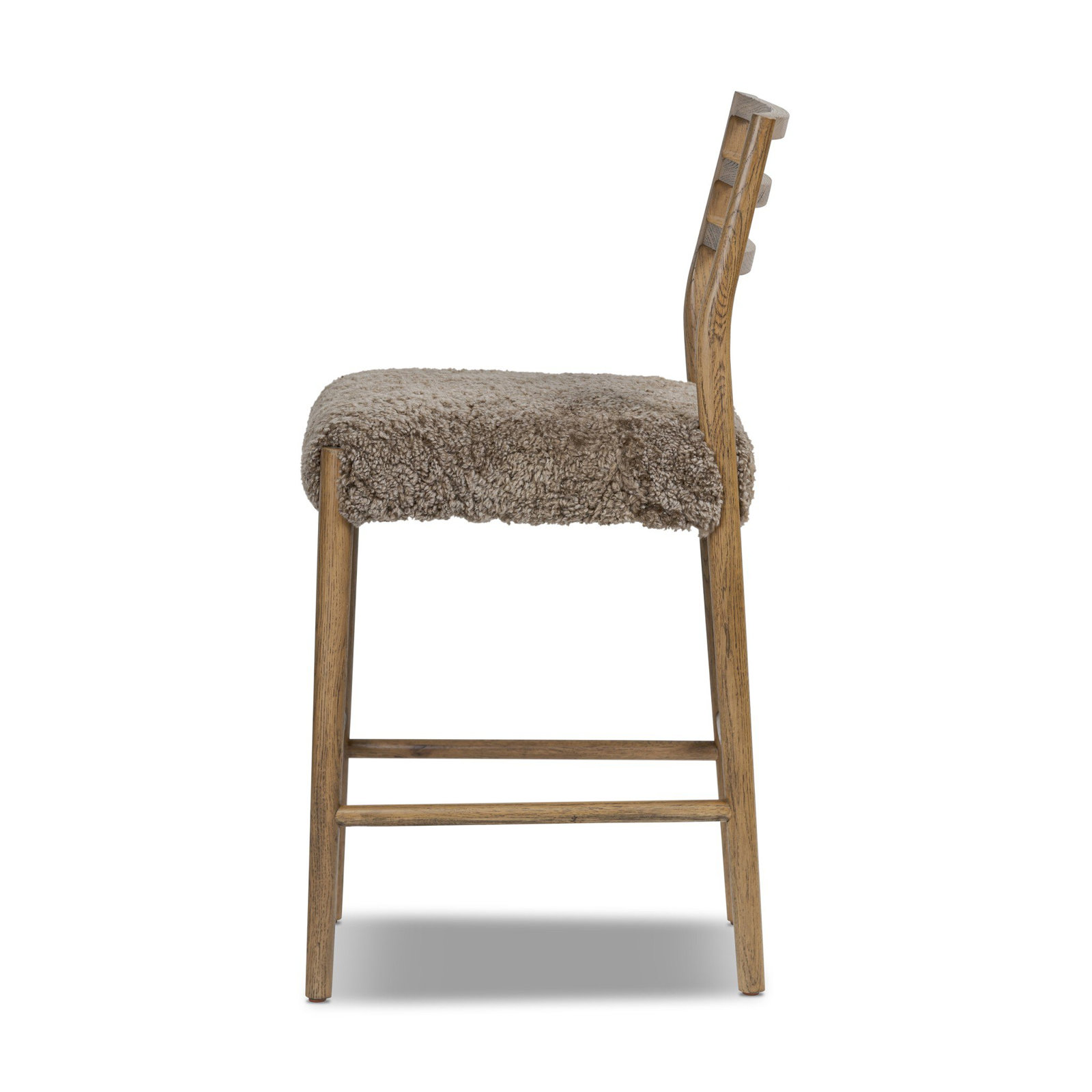 Lindyn Bar and Counter Stool, Smoked Oak, Counter Stool (26.25" Seat Height), Taupe Shearling