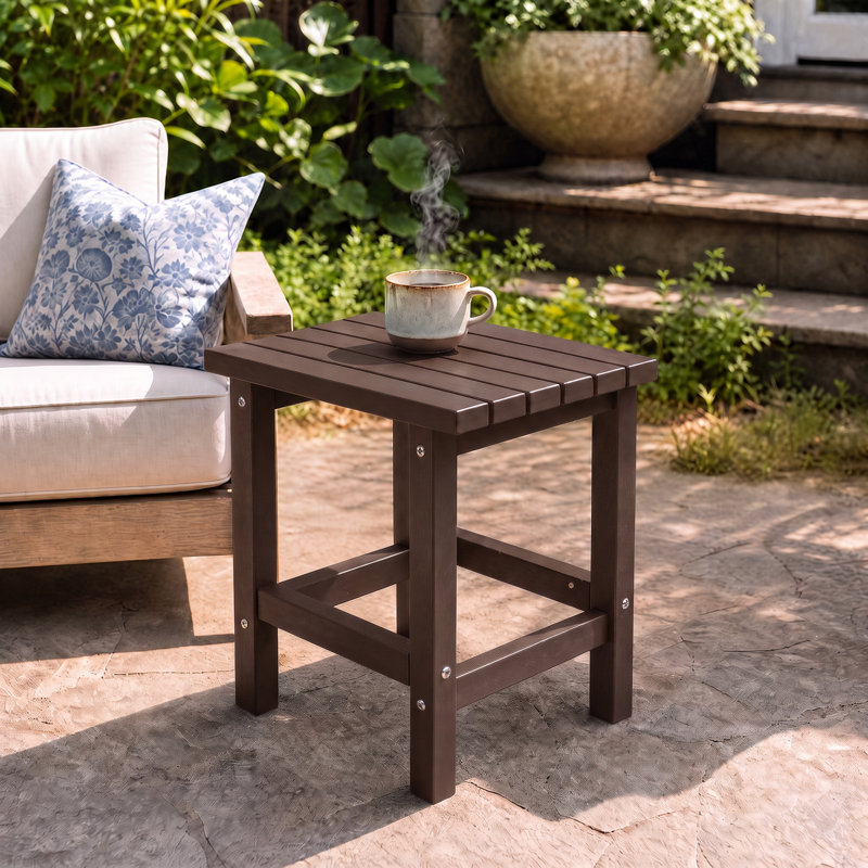 Table d'appoint 17 po rectangulaire PEHD, Brun