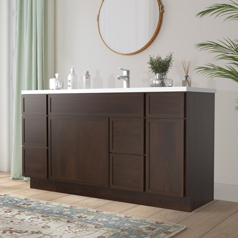 Base de meuble-lavabo simple 60 po seulement, Brun
