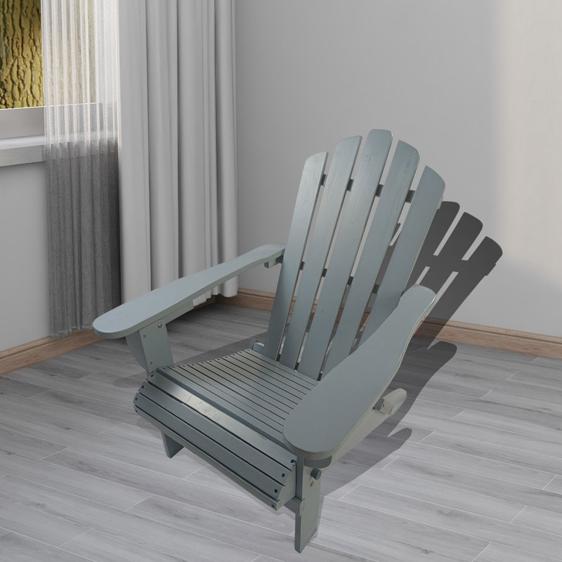 Chaise Adirondack d'extérieur ou d'intérieur en bois, pliable, gris