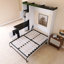 Lit escamotable double avec cadre en bois blanc et noir