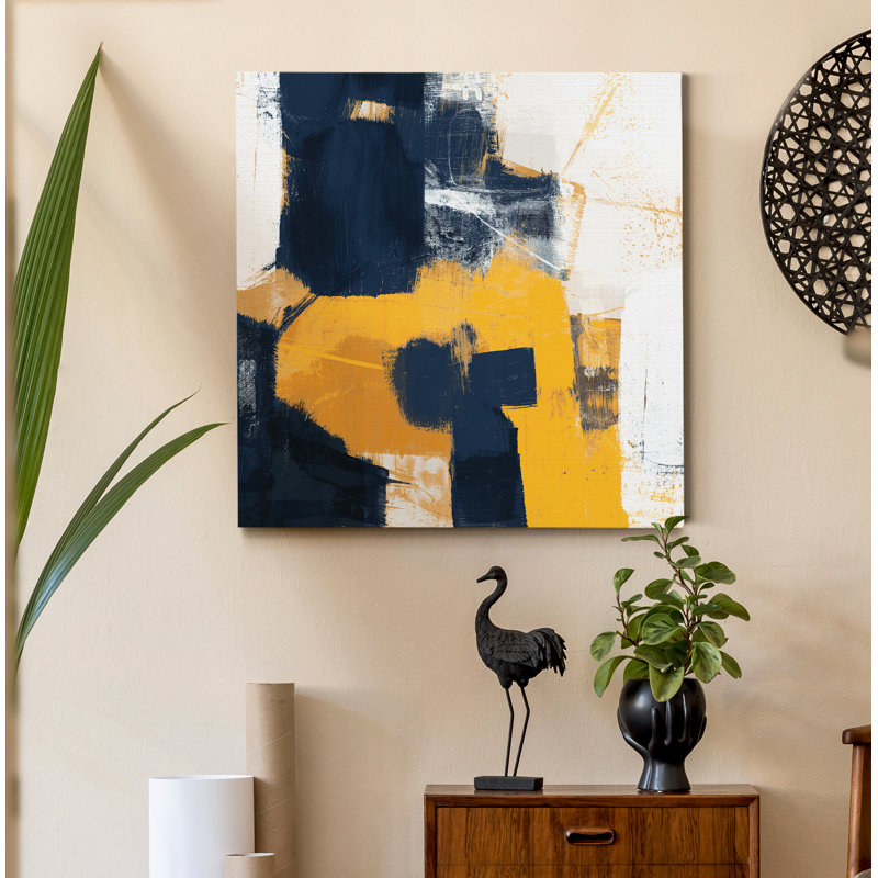 " Navy & Gold II ", 32" H x 32" W x 1" D