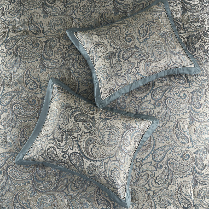 Ensemble de literie en coton bleu sarcelle avec motif cachemire moderne pour la maison