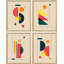 Mid-Century Modern Retro Polygon Collage, impression encadrée de 4 pièces-90605070-90605072