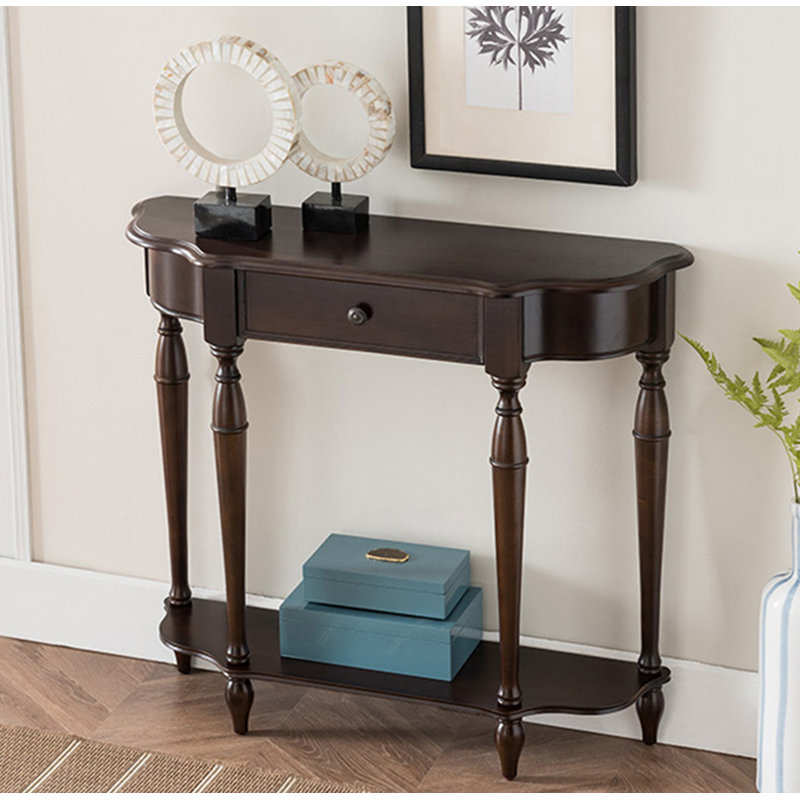 Console d'entrée élégante avec 1 tiroir et tablette inférieure, H 35,43 po x l 35,43 po x P 11,81 po, Noir