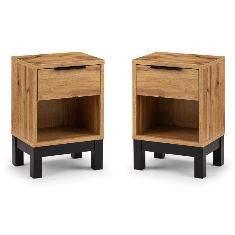 Yonkers 35cm W Bedside Table, Brown
