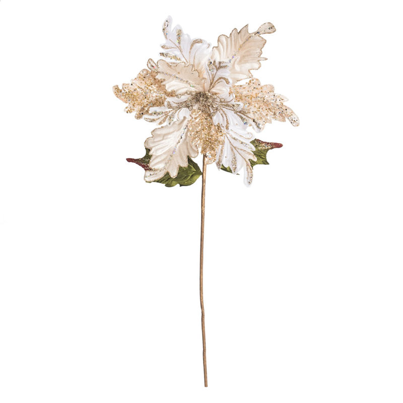 Tige de Noël artificielle 20 po Poinsettia, H 20 po x l 12 po x P 12 po, Or rose
