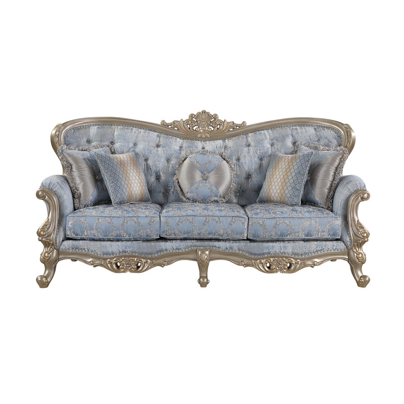 Monarch Sofa in Blue and Champagne