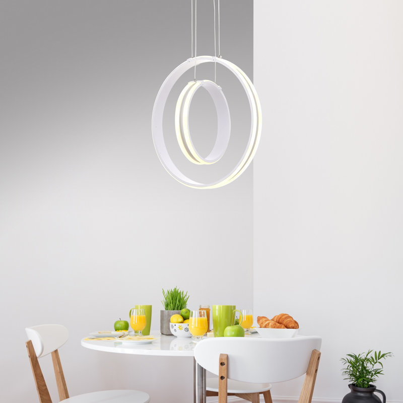 Luminaire suspendu sphère simple à 2 lumières DEL, Blanc