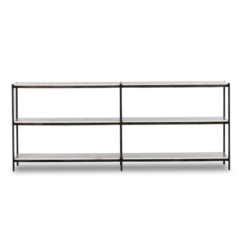 Felix Large Console Table - Antique Brass, White/Polished White Marble