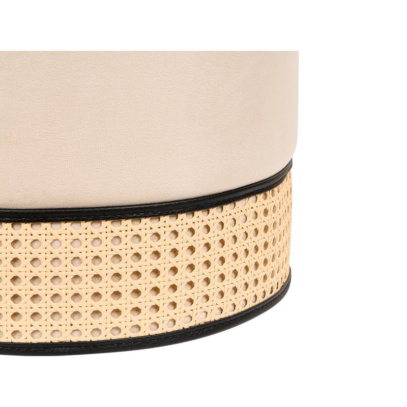 Amanat 35cm Wide Velvet Round Pouf Ottoman, Beige
