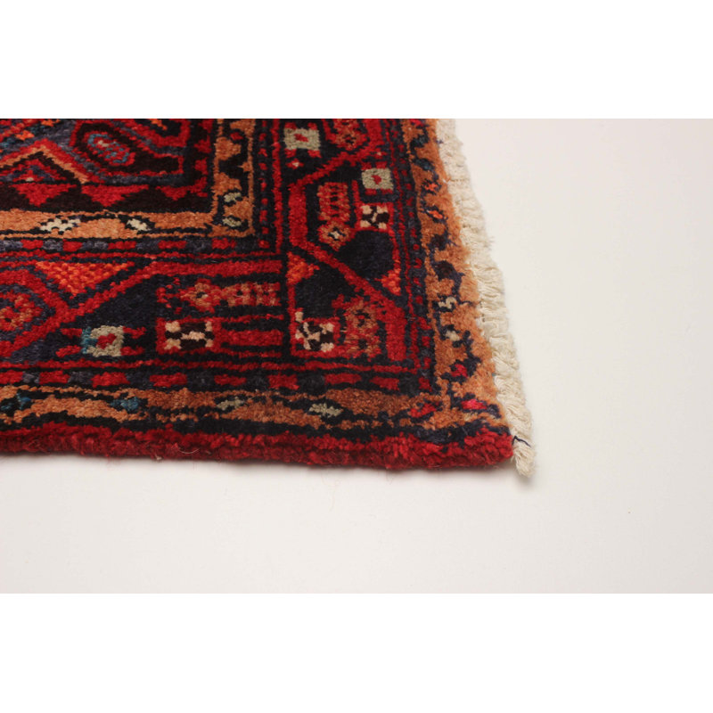 Tapis rouge en laine noué à la main 3 pi 7 po x 6 pi 7 po Anadol