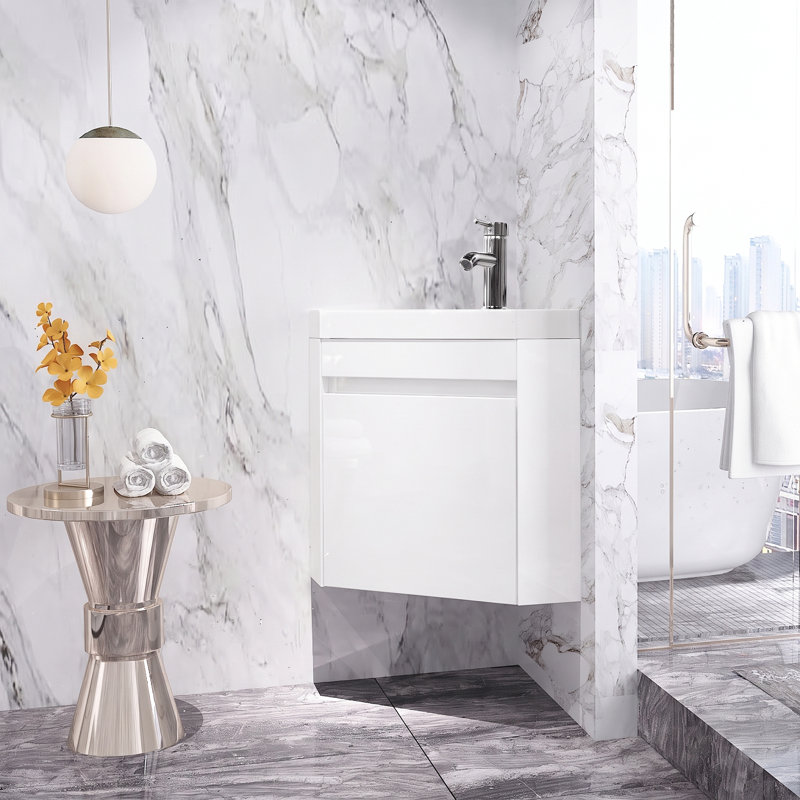 Meuble-lavabo flottant simple 22 po avec lavabo, Blanc
