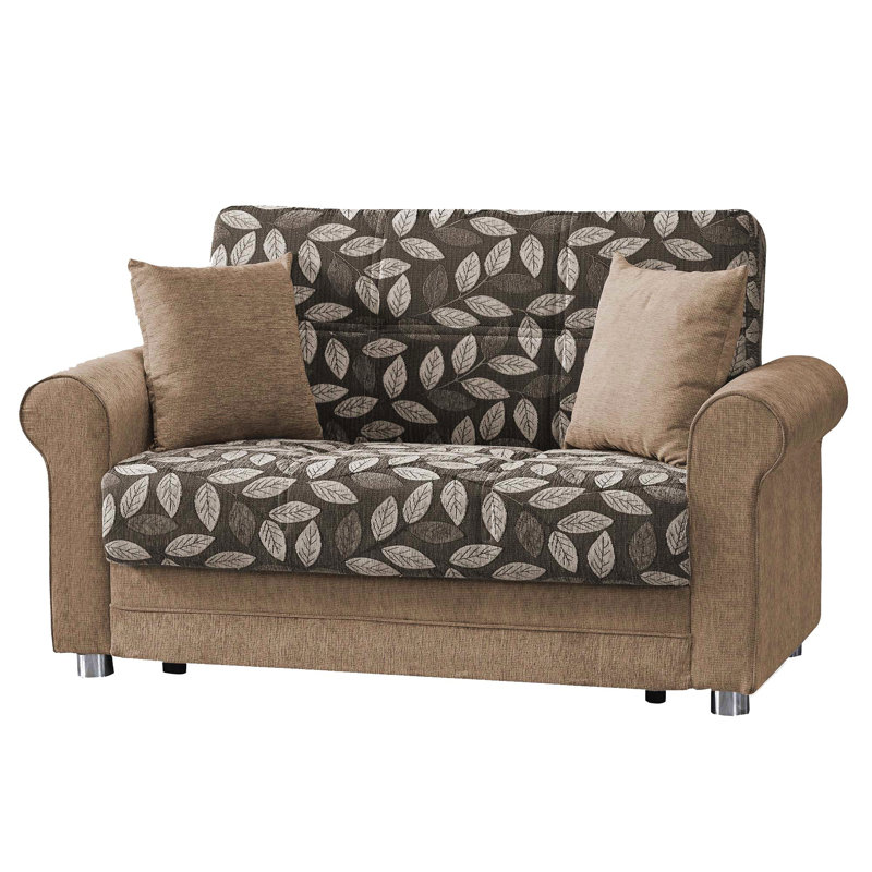 Causeuse convertible rembourrée avec rangement, chenille, Brun