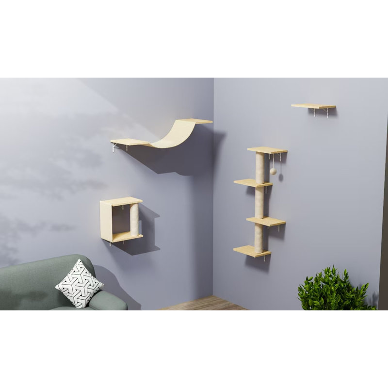 Meuble mural moderne pour chat - 4 pièces