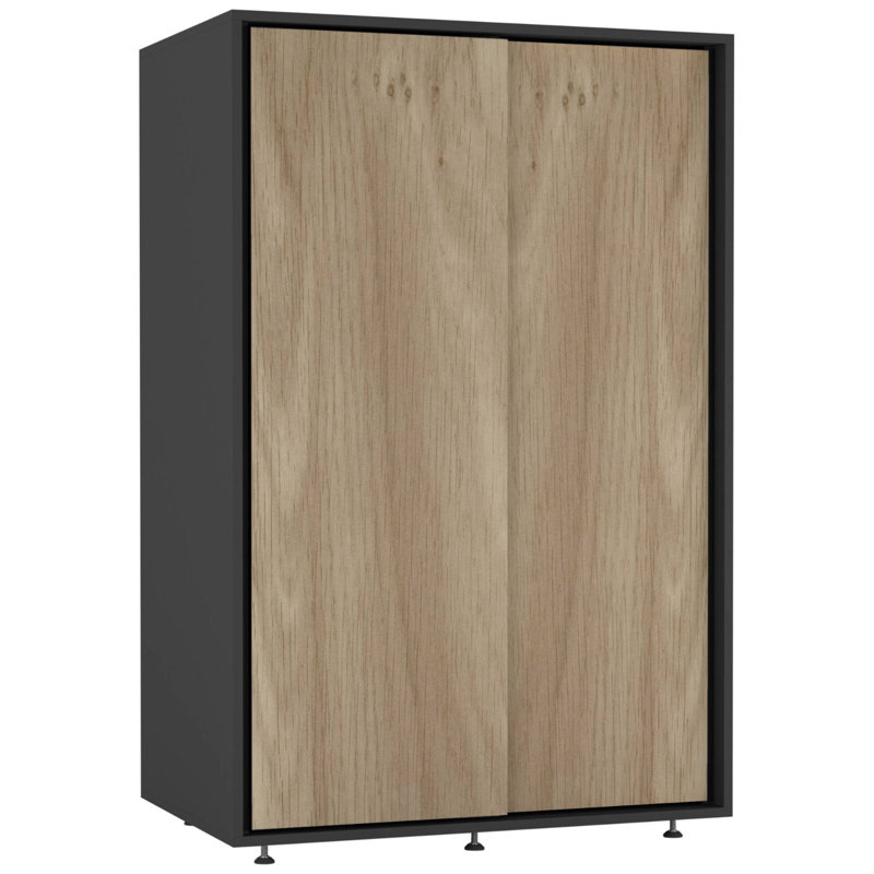 Engineered Wood Wardrobe, Black/Oak