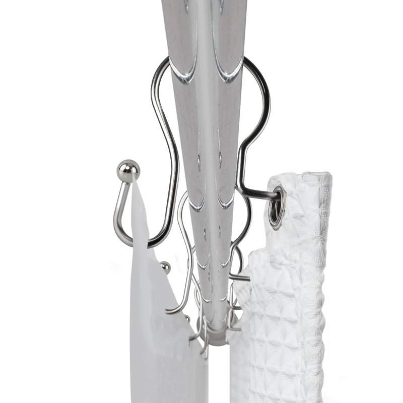 Chrome Double Shower Curtain Hooks with Crystal Design, Set of 12