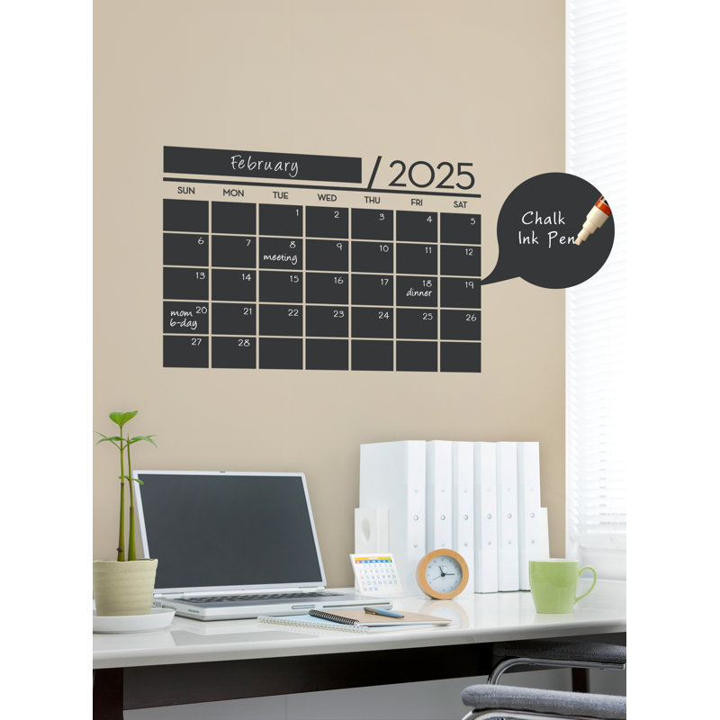 2025 Calendar Chalkboard Wall Decal, 43"W x 30"H