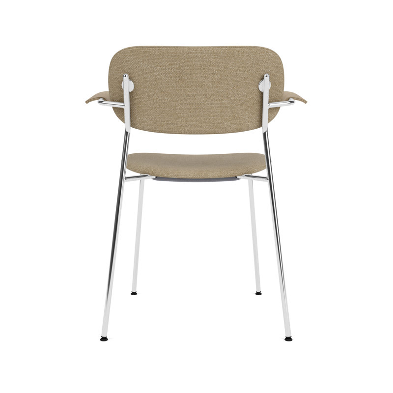 Co Upholstered Arm Chair, Chrome, Natural Oak, Beige Linen
