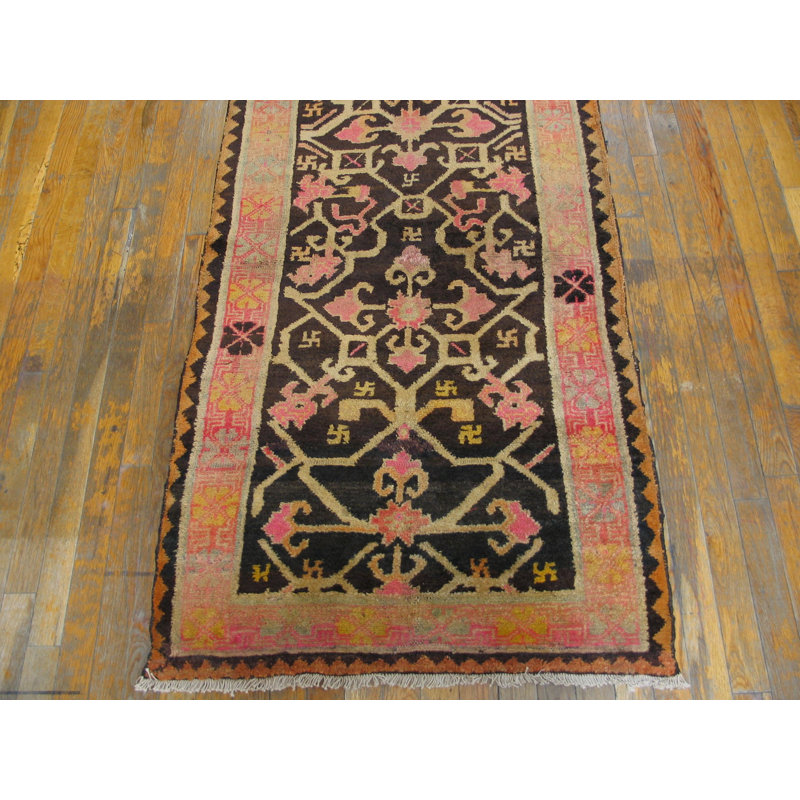 Small Antique Tribal Indian Brown Earth Tone Color Scatter Rug