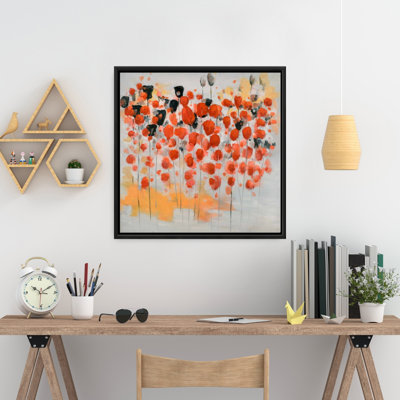 Abstract Red Dotted Flowers Canvas | Contemporary Home Decor