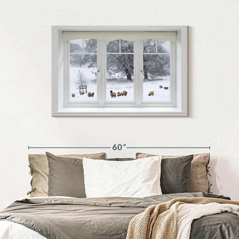 Lilie Winter Sheep Window View, 30" H x 45" W
