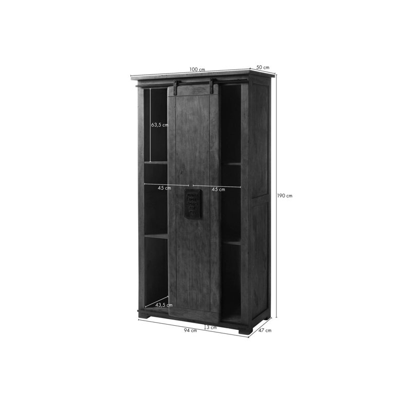 Railway 1 Door Solid Wood Wardrobe