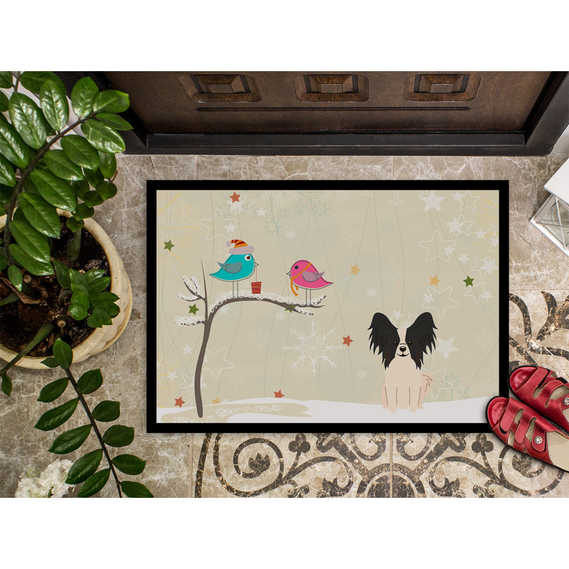 Tapis d'entrée antidérapant Faustena, Noir / Blanc, Rectangle 1 pi 6 po x 2 pi 3 po