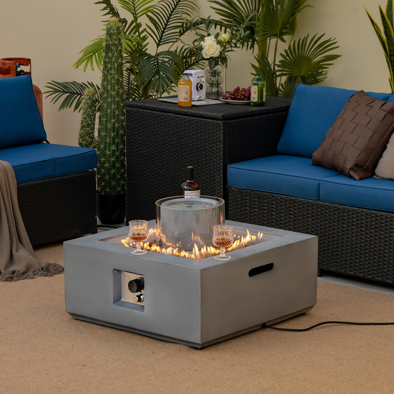 Table de foyer d'extérieur au propane, Gris, H 19 po x l 28 po x P 28 po