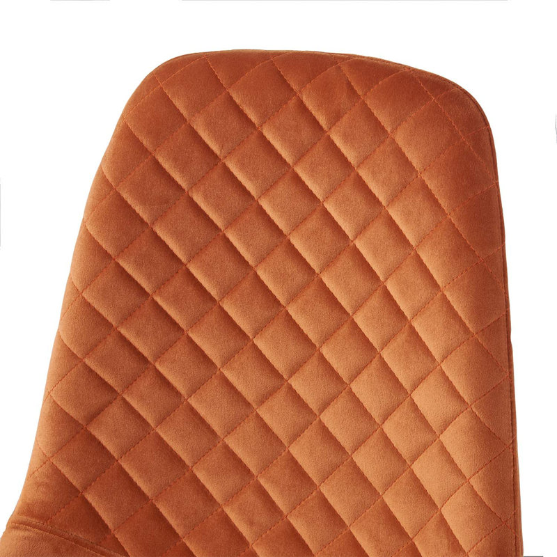 Brienna Velvet Upholstered Armless Dining Chair, Black, Orange Velvet