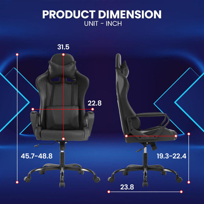 Fauteuil de direction réglable à haut dossier avec support lombaire et roulettes pour PC Fauteuil de direction à haut dossier pour jeux et bureau avec caractéristiques ergonomiques