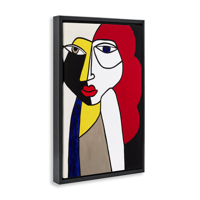  Cubist Portrait of Woman Floater Canvas by Ruth Fromstein, Black, 25" H x 17" W