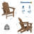 Set of 2 HDPE Adirondack Chairs for Patio - Outdoor Lawn Chairs with Wood Texture - Waterproof & UV Resistant - Contoured Backrest & Reinforced Frame - for Garden, Backyard, Deck, Poolside, Brown-1425715288