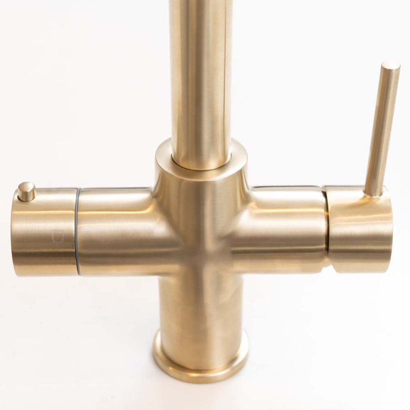 4-in-1 Instant Boiling and Filtered Water Tap - C Shape - 2.4 Litre Boiler, Brushed Brass