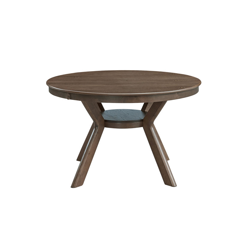 47.24''Round Rubber Wood Dining Table For 4-6 With Wooden Trestle Pedestal Base,Modern Kitchen Wooden Table Dinner Table For Dining Room, Living Room,Oak(1Table)