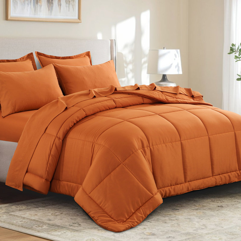 Ensemble d'édredon en microfibre 5/7-pièces , Édredon de grande taille et 6 pièces supplément, Orange