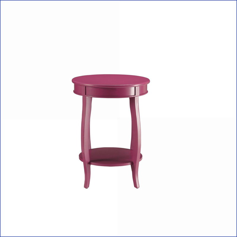 Table basse vibrante mauve avec 1 couche de rangement Longs pieds en bois courbés - peu encombrants pour les petites pièces